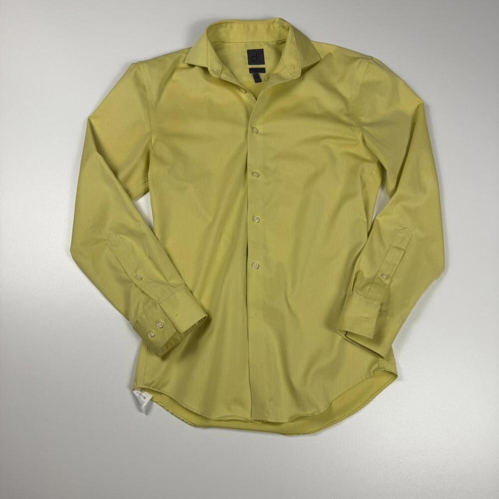 Calvin Klein Yellow Button Up - Picture 2 of 5